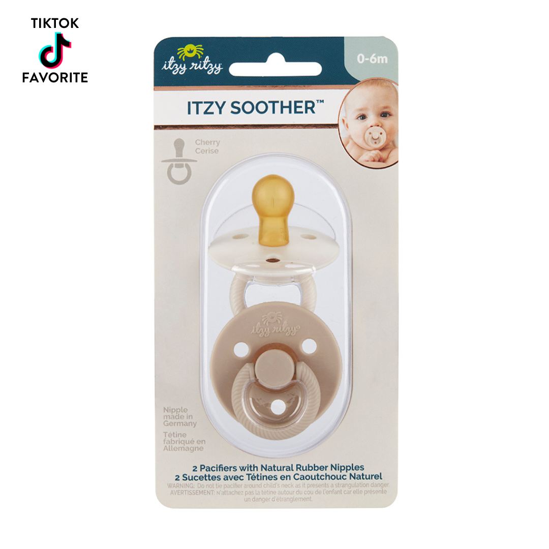 *NEW SIZE* Itzy Soother™ Natural Rubber Paci Sets: Coconut + Toast 0-6M