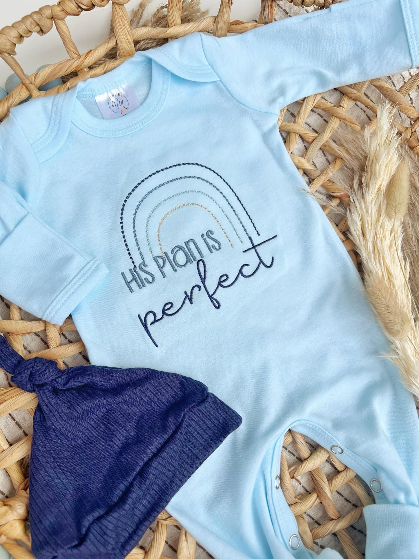 Baby Romper | Baby Boy Outfit His Plans Are Perfect Rainbow: Newborn / Romper only