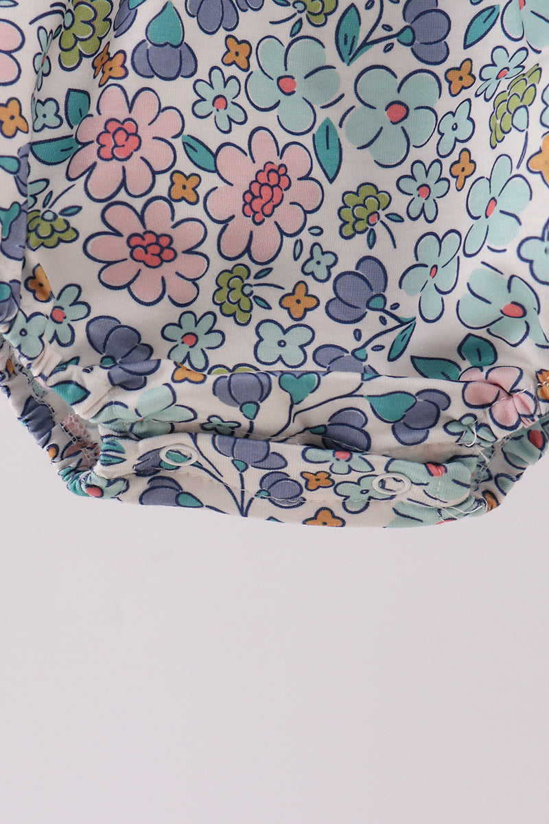 Blue Floral Blessed Embroidery Bubble