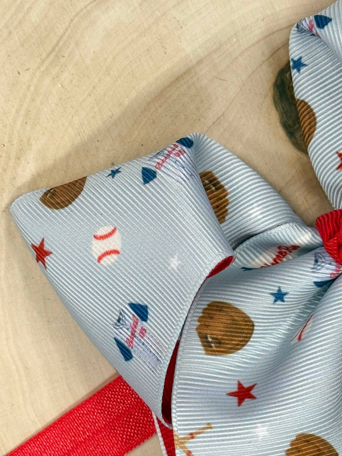 All-Star Double Layer Hair Bow or Headband | Baseball Print Boutique Bow: Hair Bow on Clip