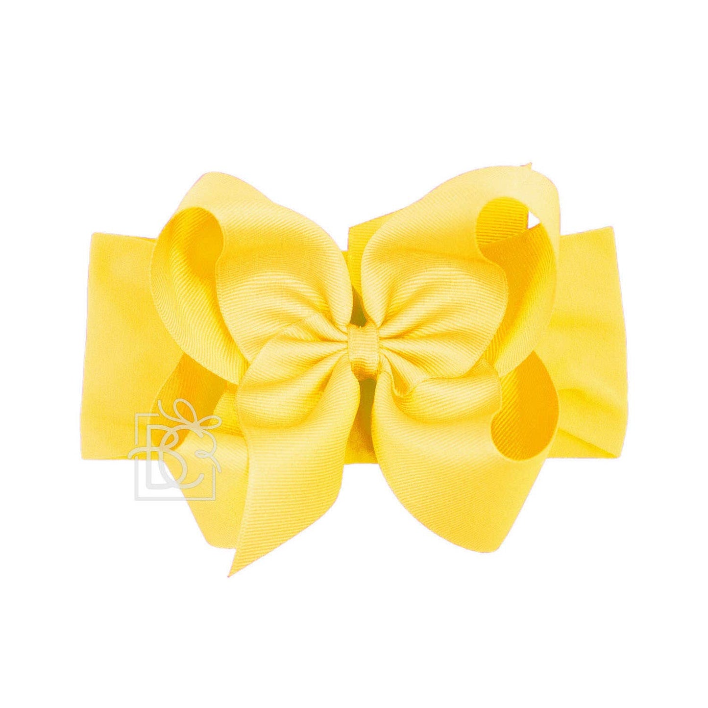 WIDE PANTYHOSE HEADBAND W/CLASSIC GROSGRAIN BOW: BRIGHT YELLOW / 3+ Months / 5.5" Huge