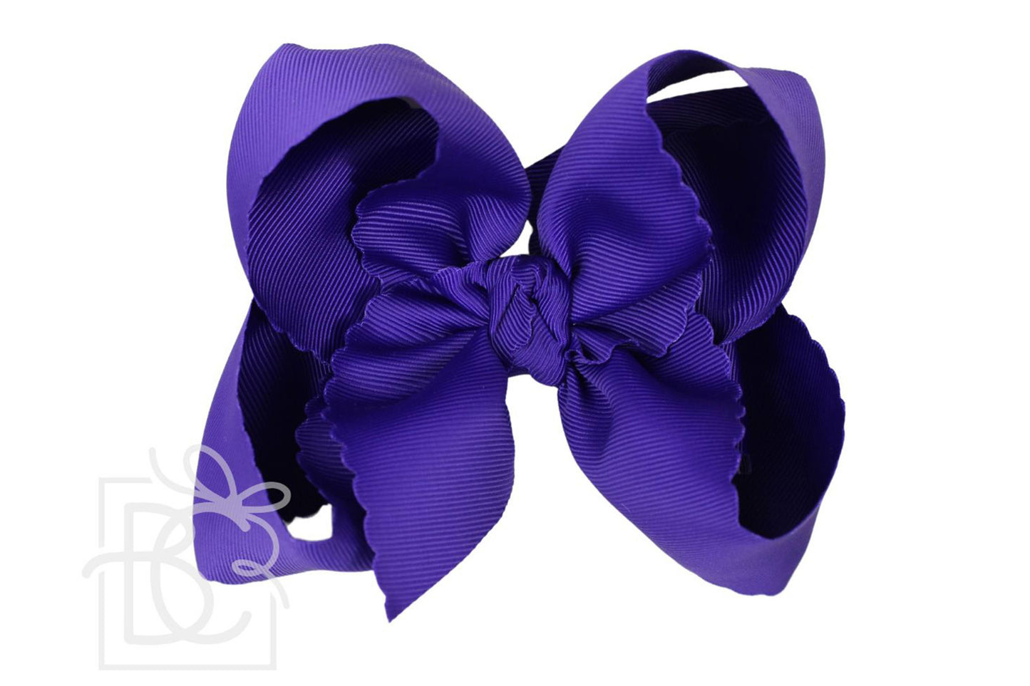 SCALLOPED EDGE BOW: Purple / 5.5" Extra Large - 2.25" Ribbon on Alligator Clip