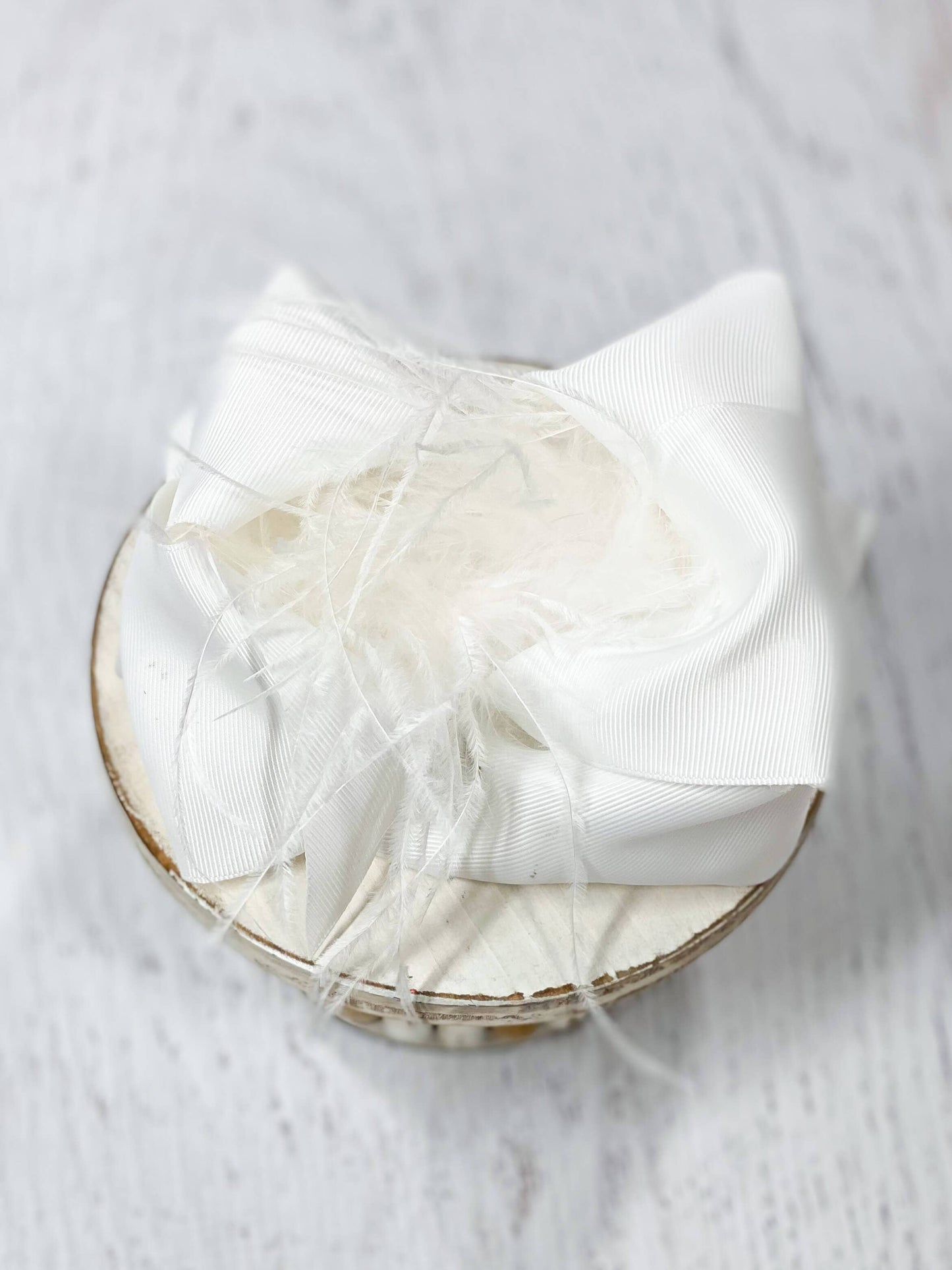 Texas Size Ostrich Puff Looped Knot Hair Bow: White
