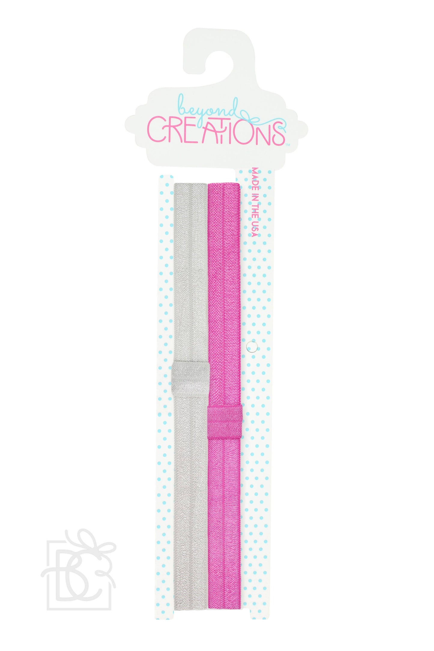 SKINNY ELASTIC HEADBAND PACKS: GREY/HOT PINK / 3-18 Months
