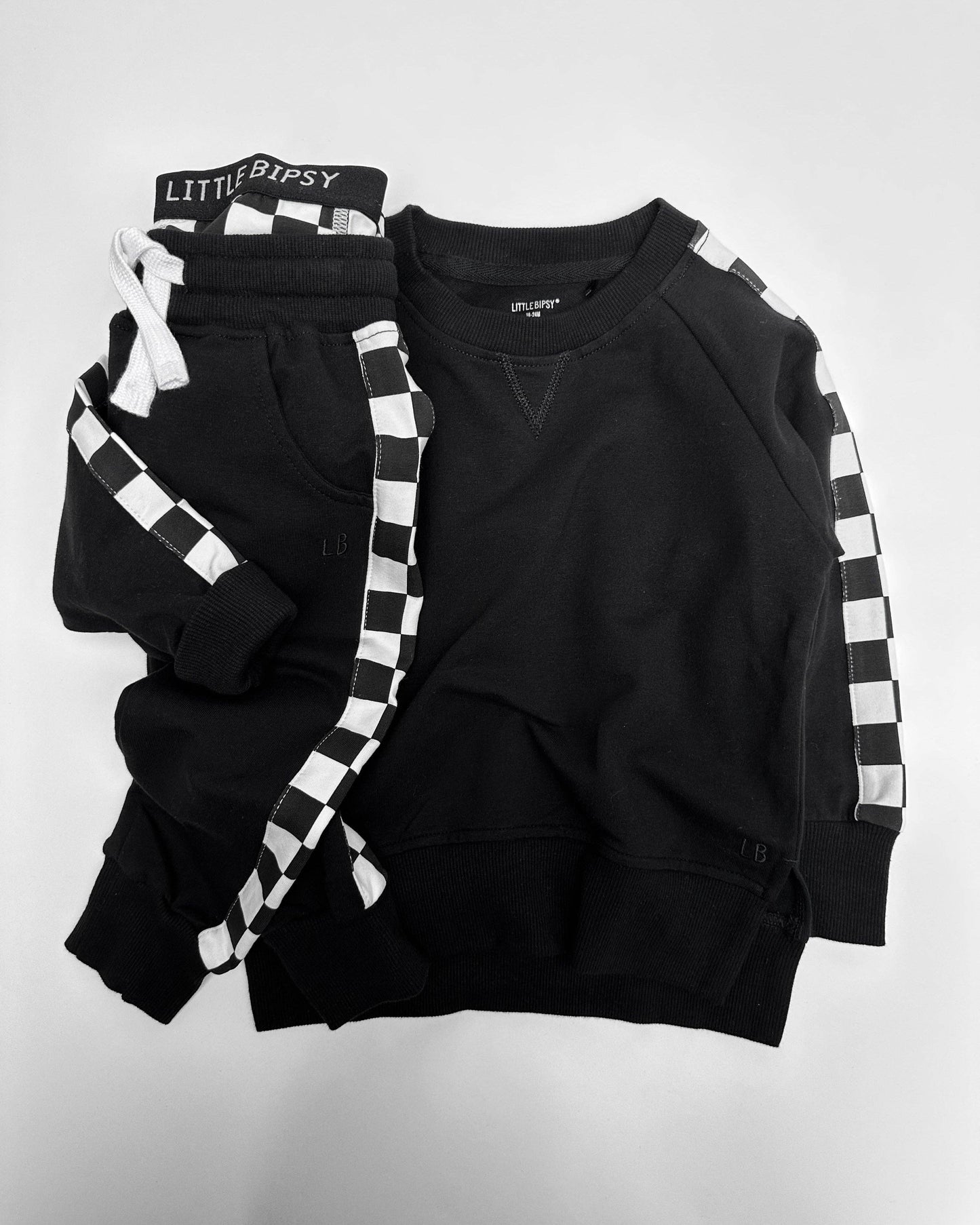 Side Checkered Jogger - Black