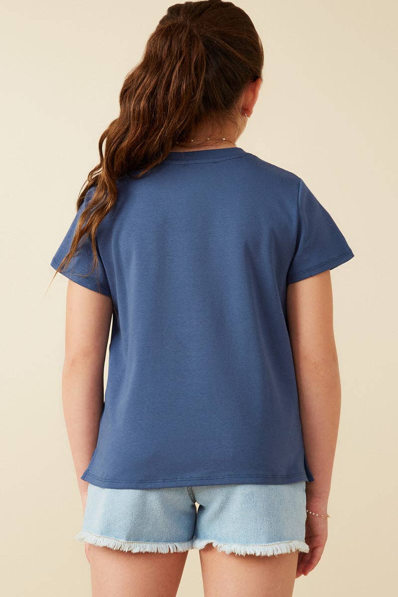 Girls Sequin Star Patch Knit T Shirt