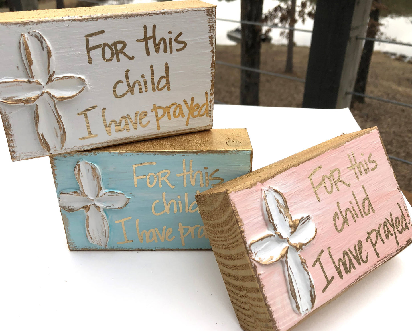 "For This Child" hand painted Nursery Baby Newborn Expecting: White