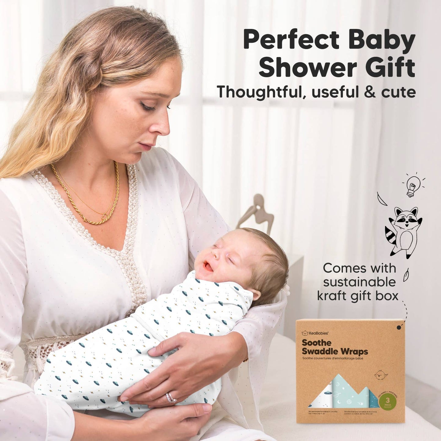 3pk Soothe Baby Swaddles 0-3 Months, Sleep Sack for Newborns: Galaxy / OS 0-3M