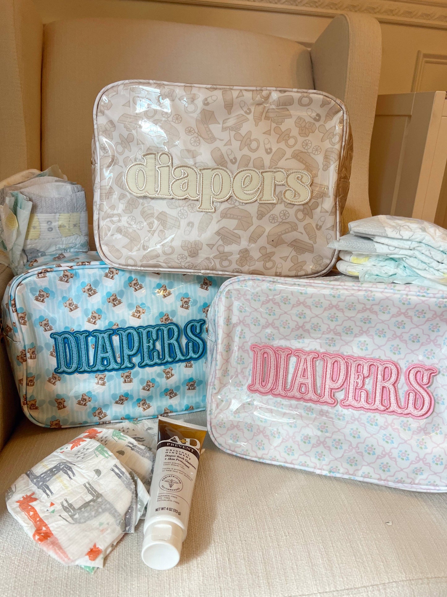 Diapers XL - Clear Coat Bag: Pink