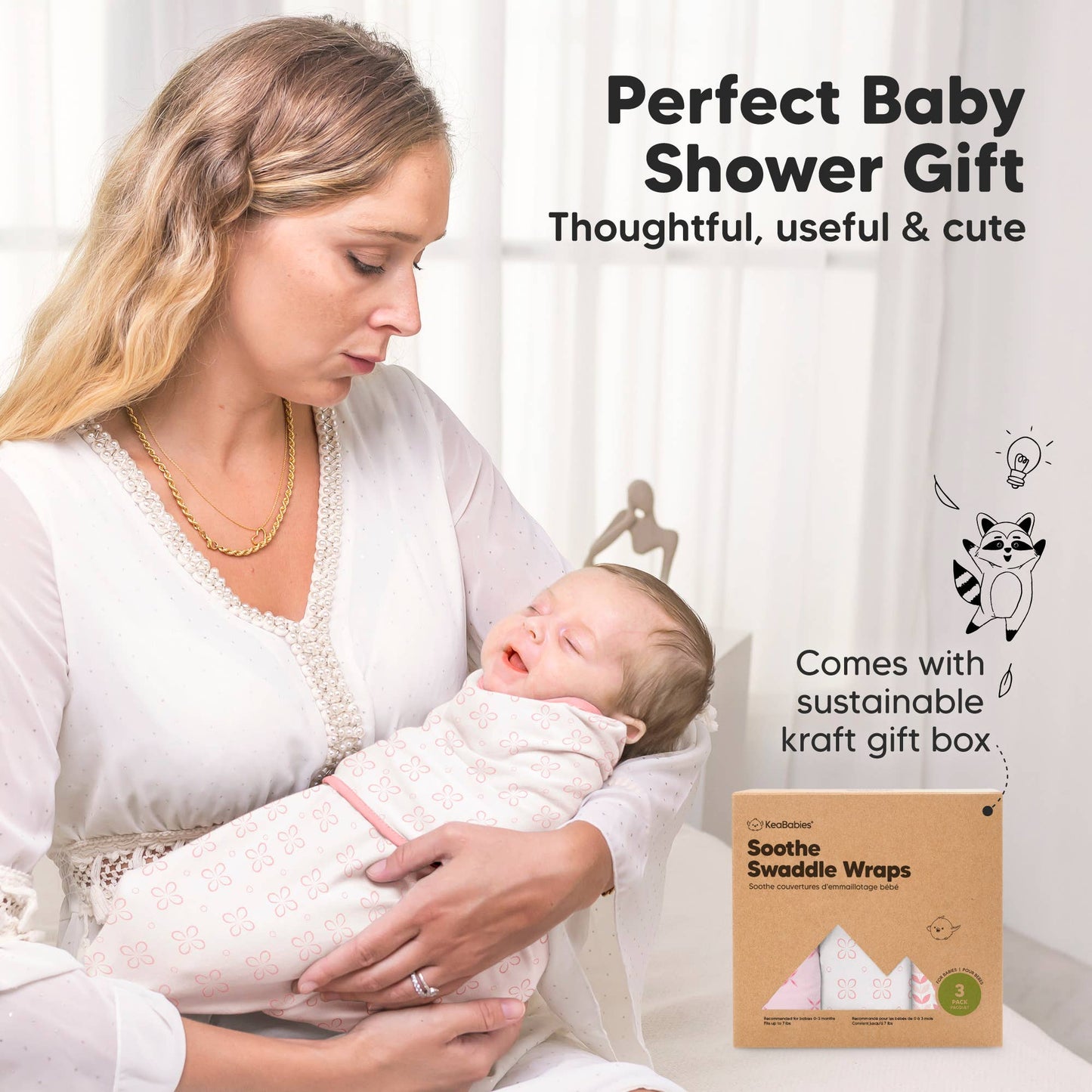 3pk Soothe Baby Swaddles 0-3 Months, Sleep Sack for Newborns: Blossom / OS 0-3M