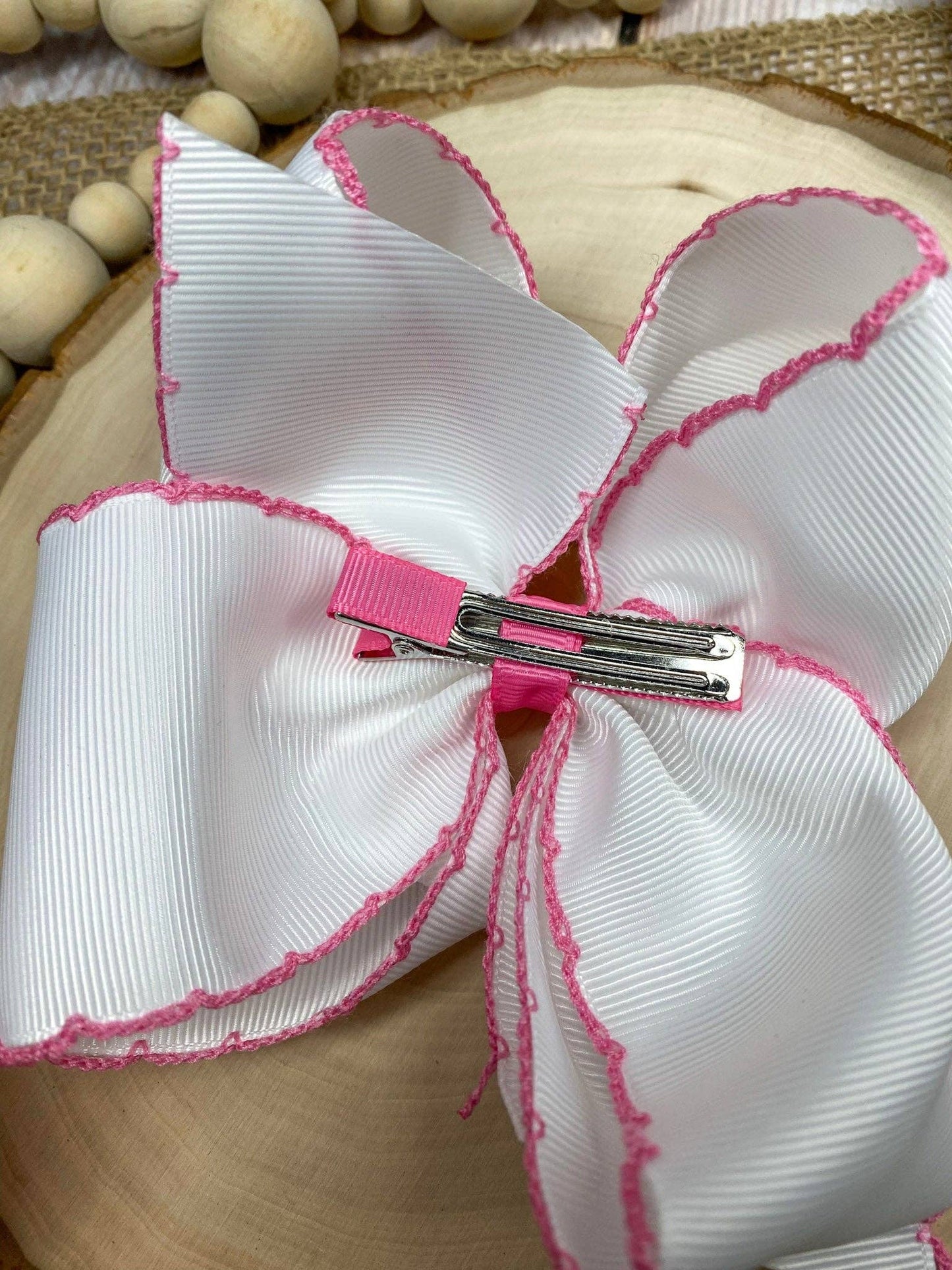 Pink Nutcracker Embroidered Moonstitch Hair Bow | Clip