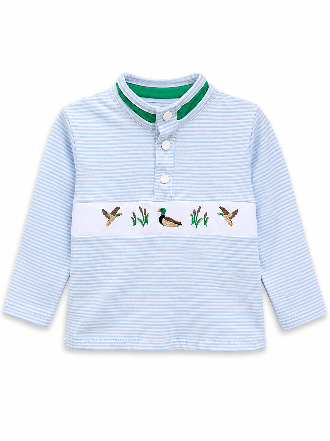 Blue Stripe Duck Embroidery Pullover