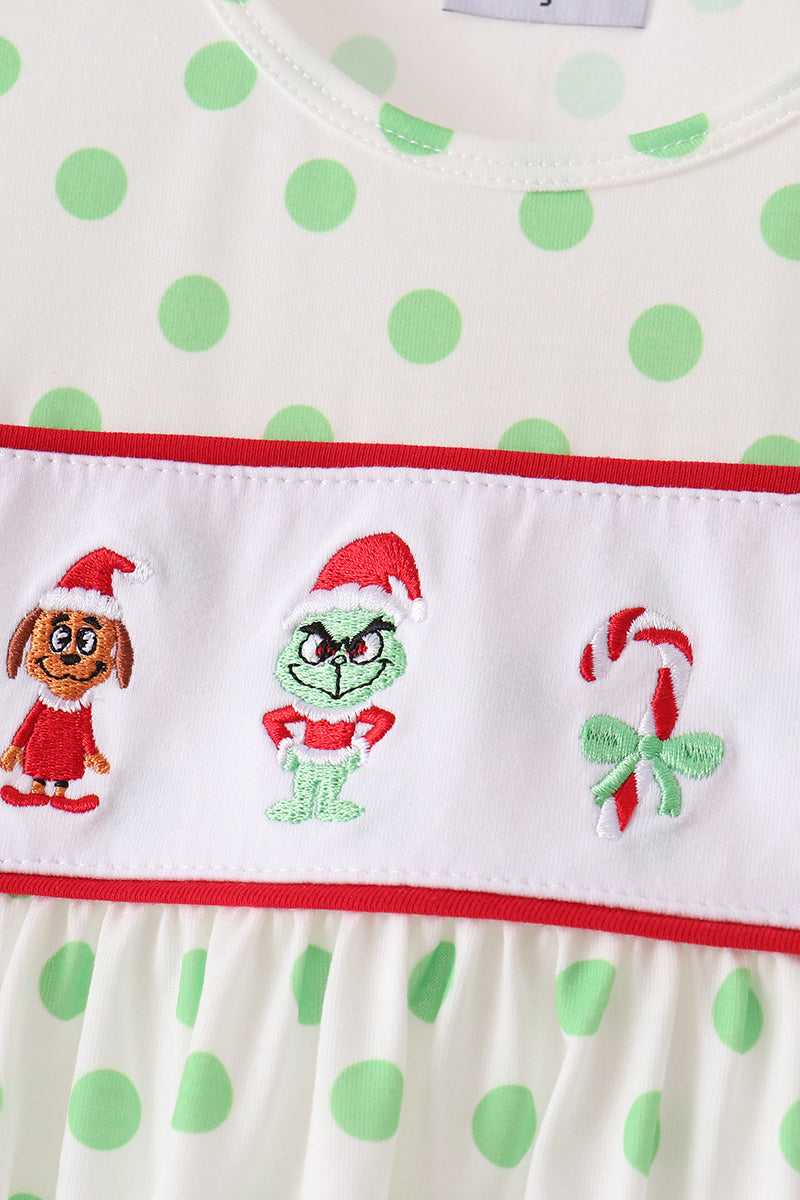 Green Dot Grinch Ruffle Pants Set