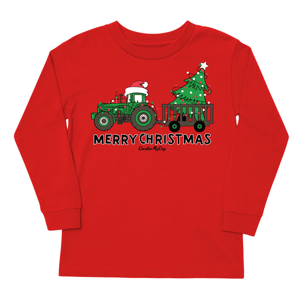 Merry Christmas Tractor- Red