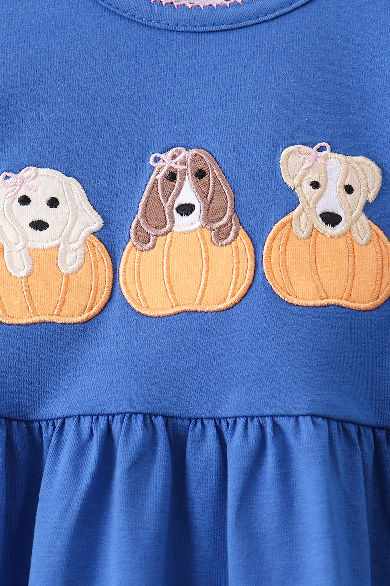 Puppy Pumpkin Embroidery Pants Set