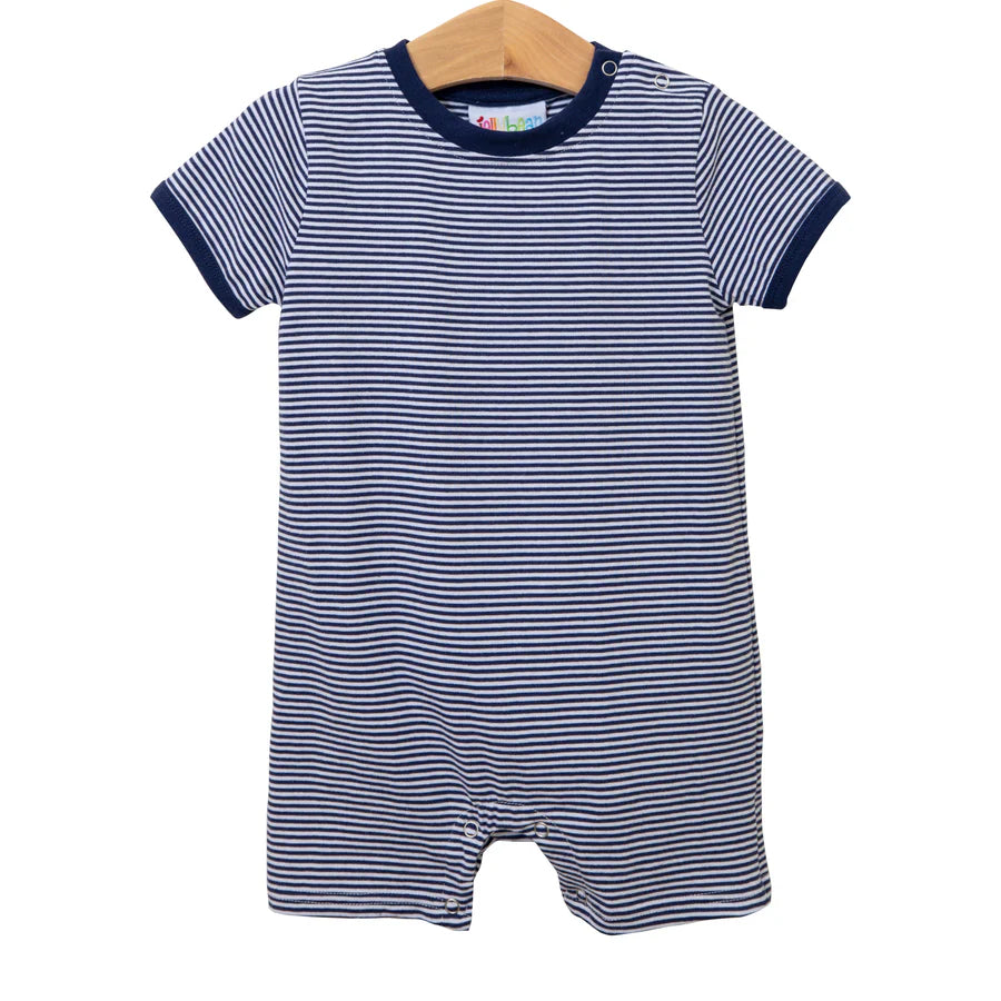 James Romper- Navy Stripes