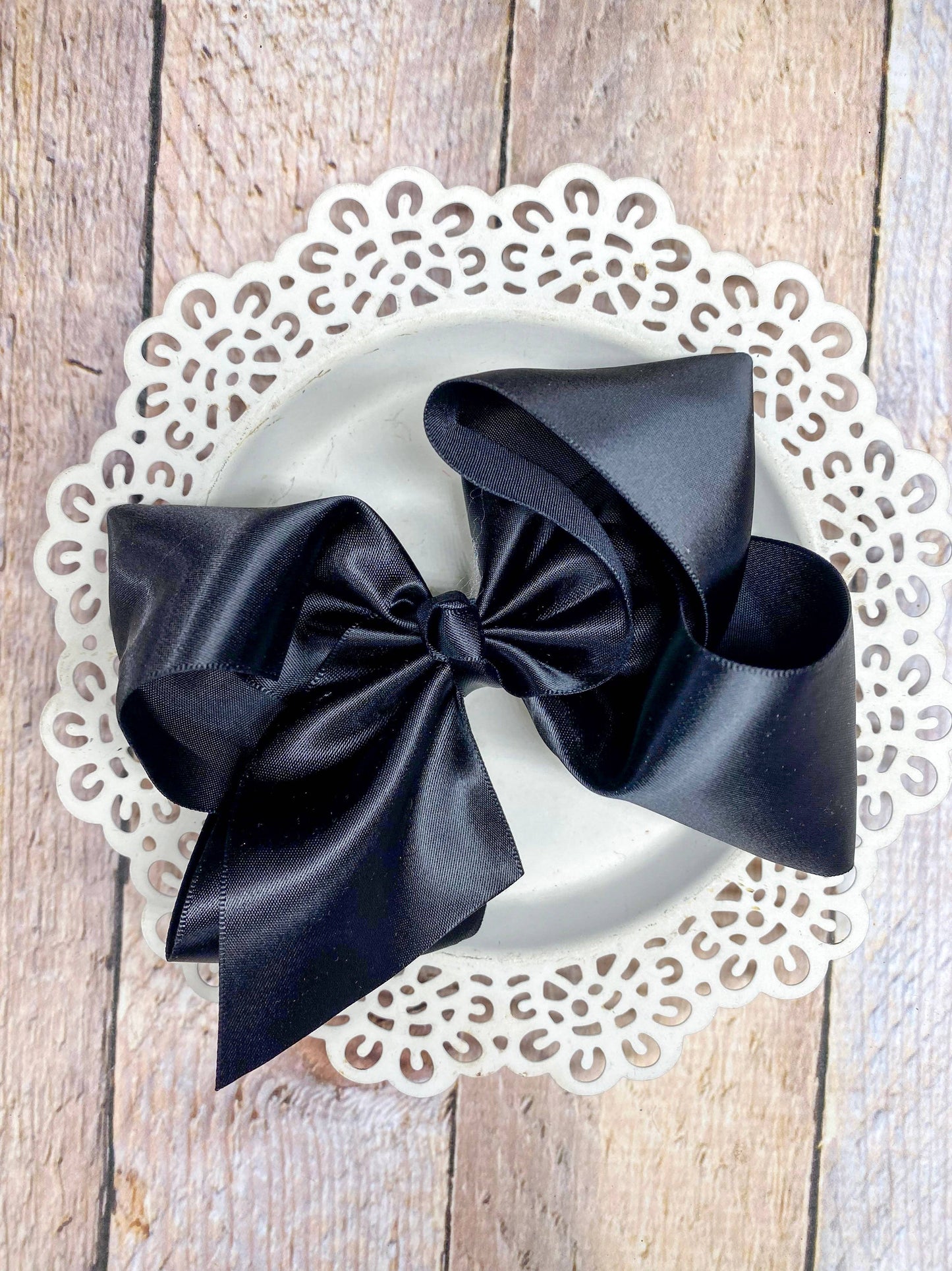 Classic Satin Hair Bows- 4.5": Black