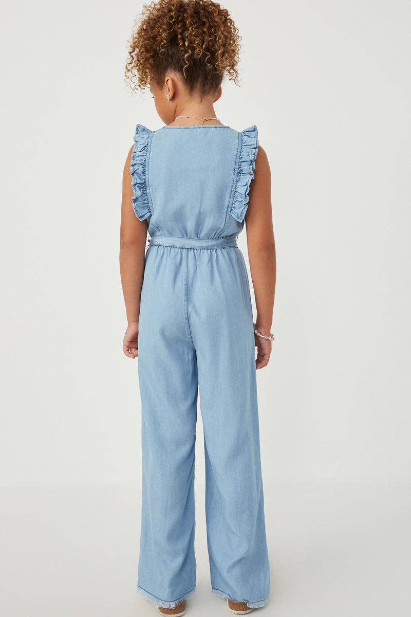 Girls Tencel Buttoned Ruffle Tank Wideleg Jumpsuit - 4 Pack: Light Denim / Pack