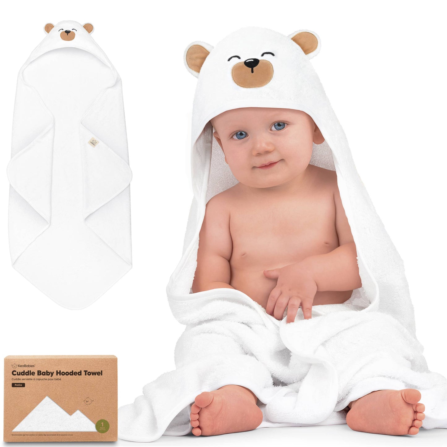 KeaBabies Cuddle Baby Hooded Towel: Grizzly / Regular