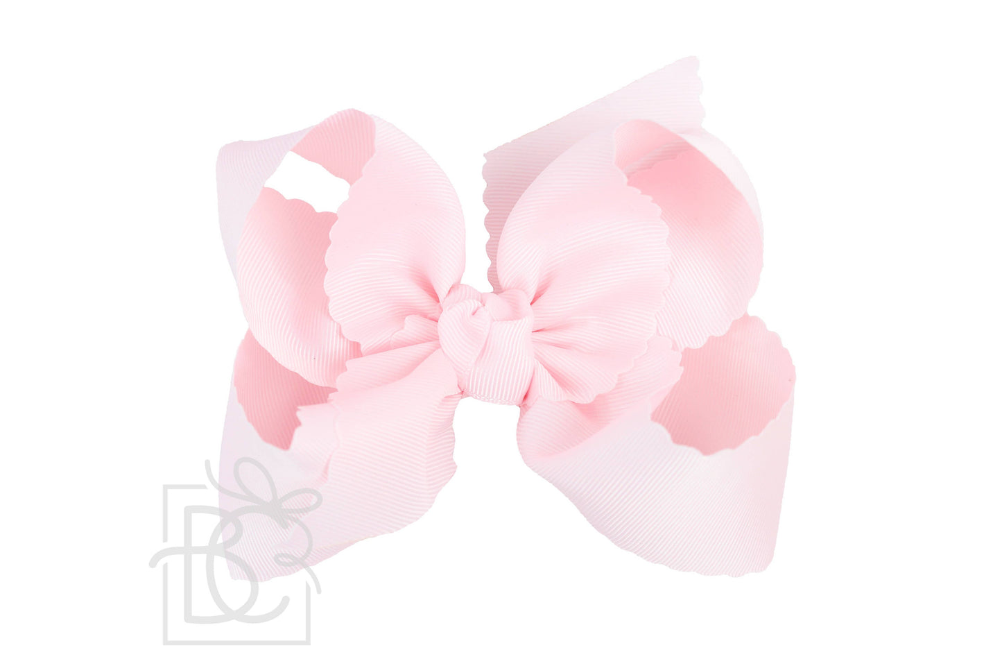 SCALLOPED EDGE BOW: Powder Pink / 5.5" Extra Large - 2.25" Ribbon on Alligator Clip