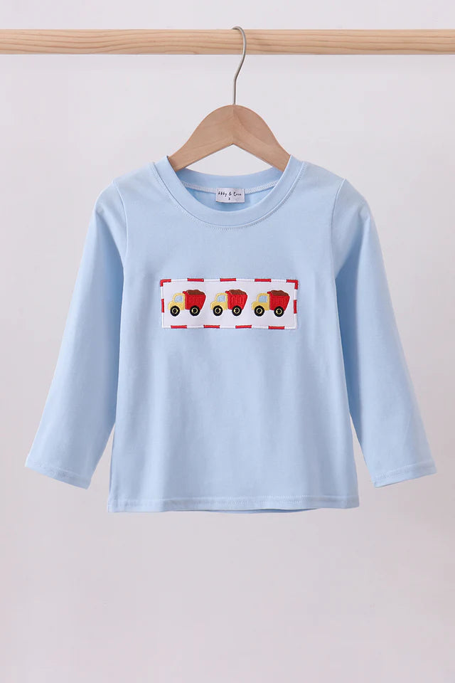 Blue Construction Embroidery Top