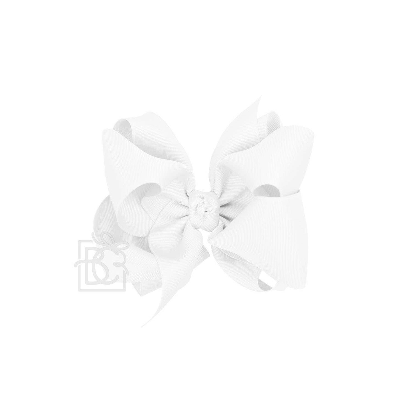 MULTI-LOOP GROSGRAIN BOW ON CLIP: 5.5" Huge - 2.25" Ribbon on Alligator Clip / WHITE