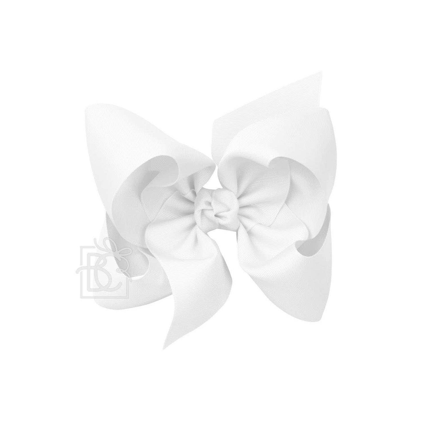 SIGNATURE GROSGRAIN BOW ON CLIP: 7.5" Texas - 3" Ribbon on French Clip / WHITE