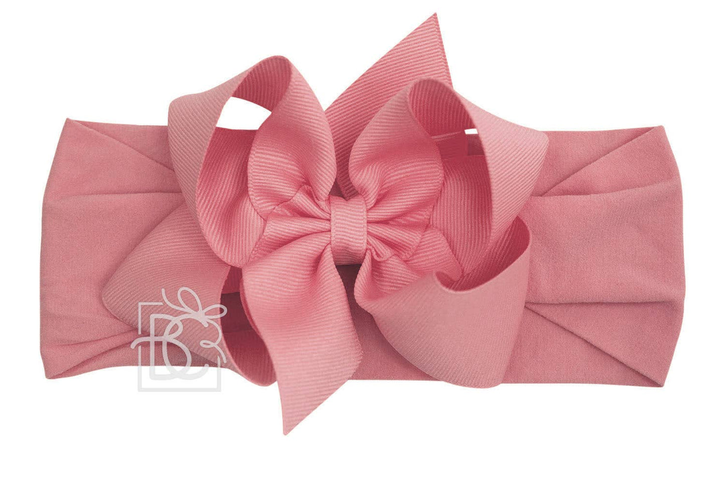 WIDE PANTYHOSE HEADBAND W/CLASSIC GROSGRAIN BOW: MAUVE / 3+ Months / 4.5" Large