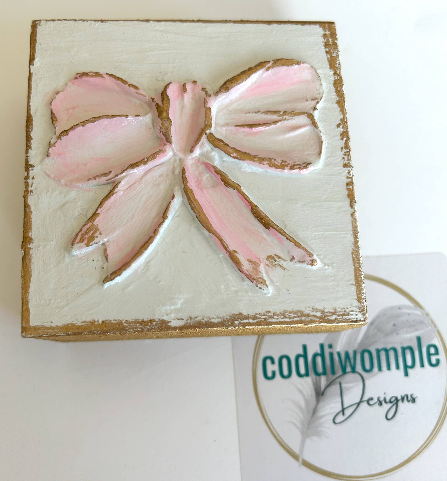 Pink bow mini block | floral Easter Spring baby nursery