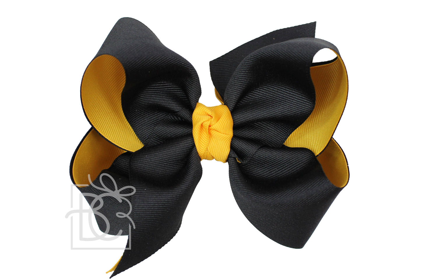 Layered Grosgrain Bow (Yellow Gold & Black): 4.5" Large