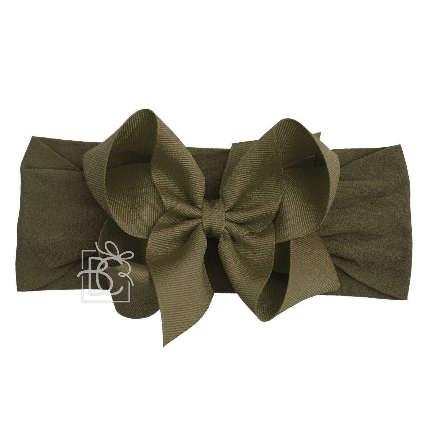 WIDE PANTYHOSE HEADBAND W/CLASSIC GROSGRAIN BOW: BROWN / 3+ Months / 4.5" Large