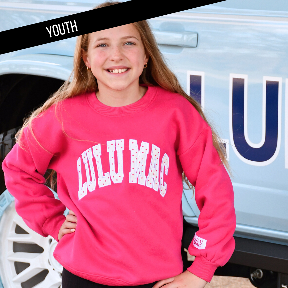 Lulu Mac Sweatshirt: Hot Pink/White Polka Dot
