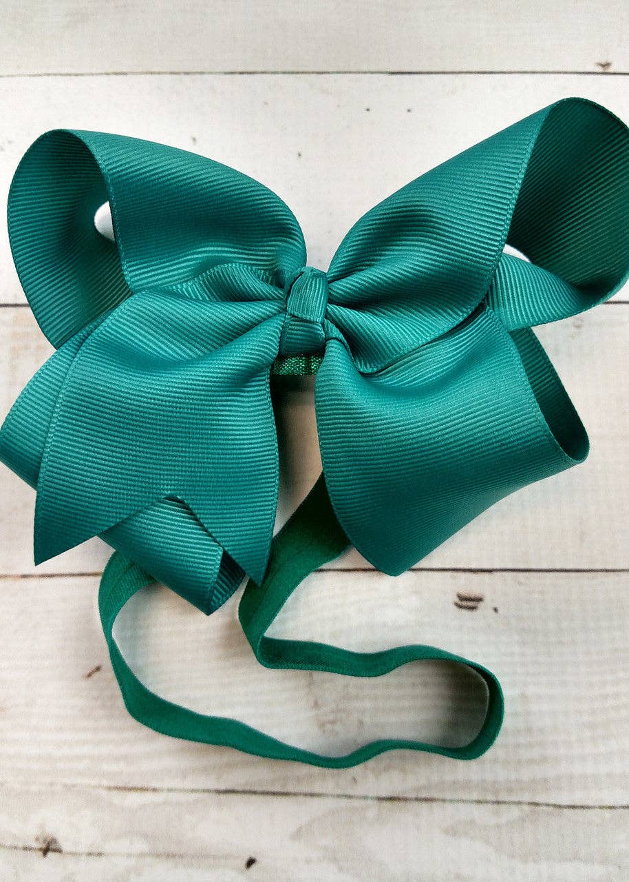 Classic Grosgrain Hair Bow - Satin Headband - 4.5": Black