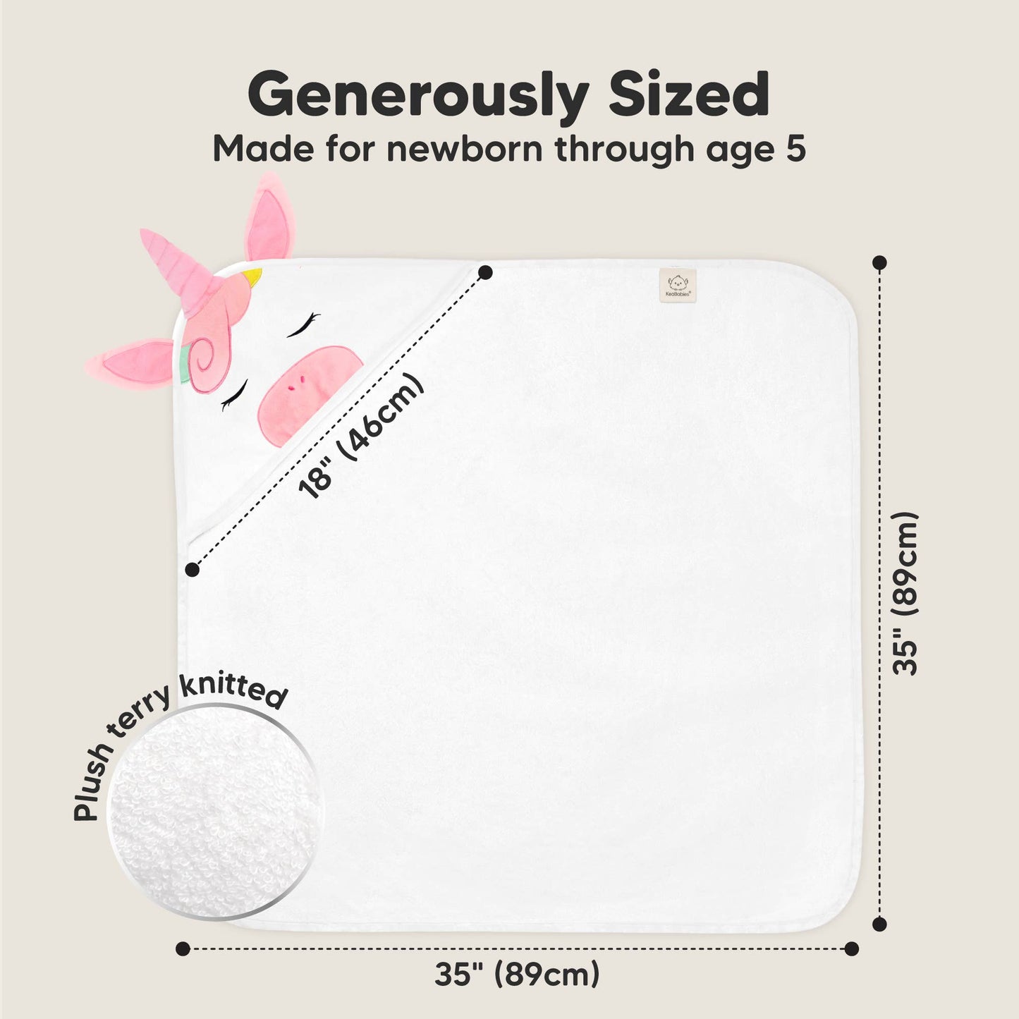 KeaBabies Cuddle Baby Hooded Towel: Unicorn