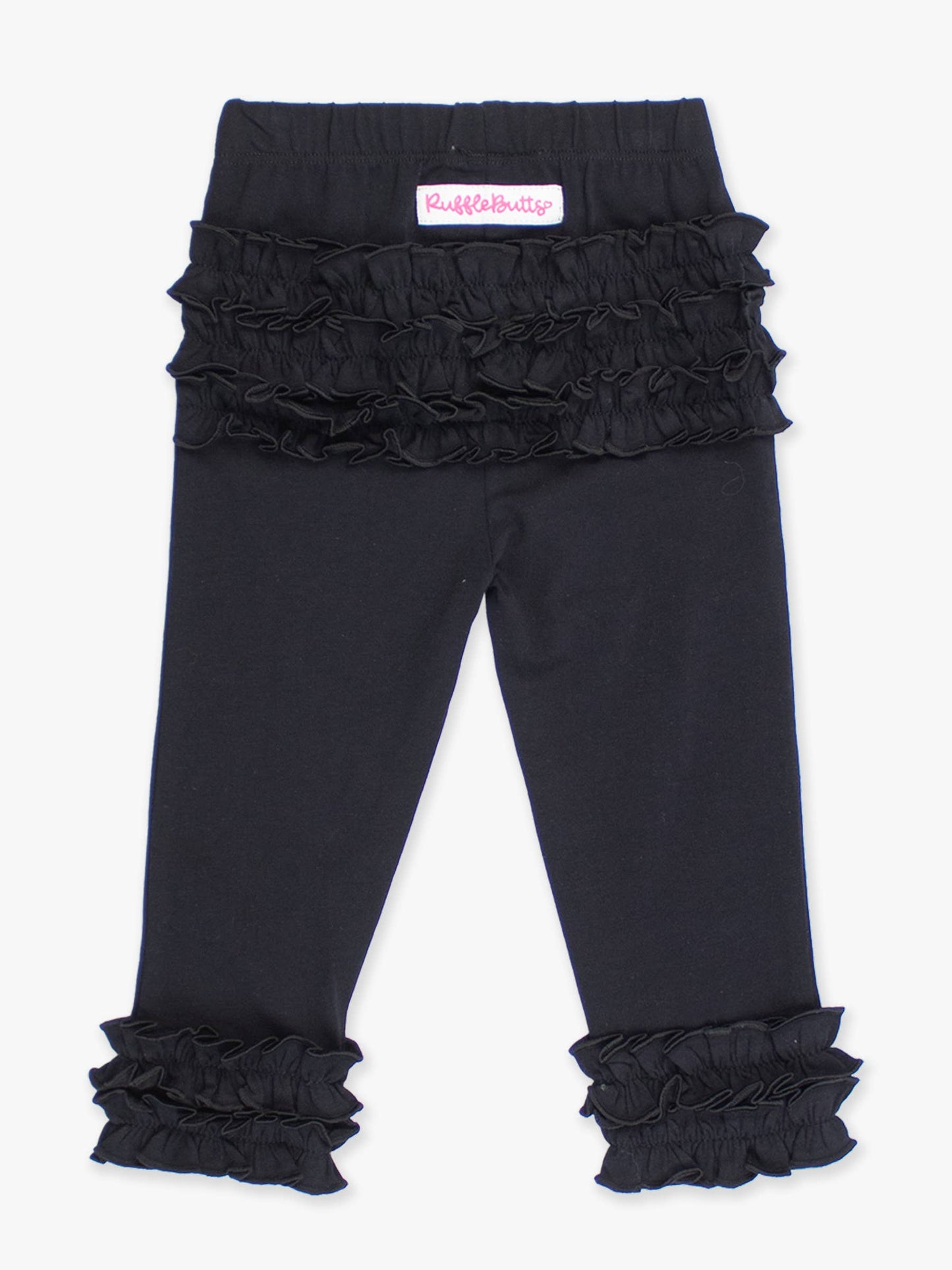 Toddler Girls Black Classic Ruffle Leggings with Signature Rear Ruffles