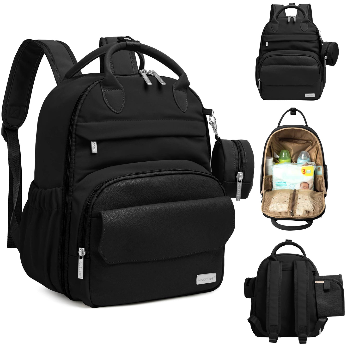 Play Diaper Bag Backpack, Baby Bag with Changing Pad: Trendy Black / Jumbo