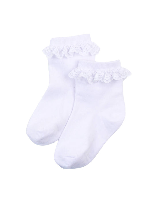 Girls 3-Pack White Lace Ruffle Frilly Ankle Socks