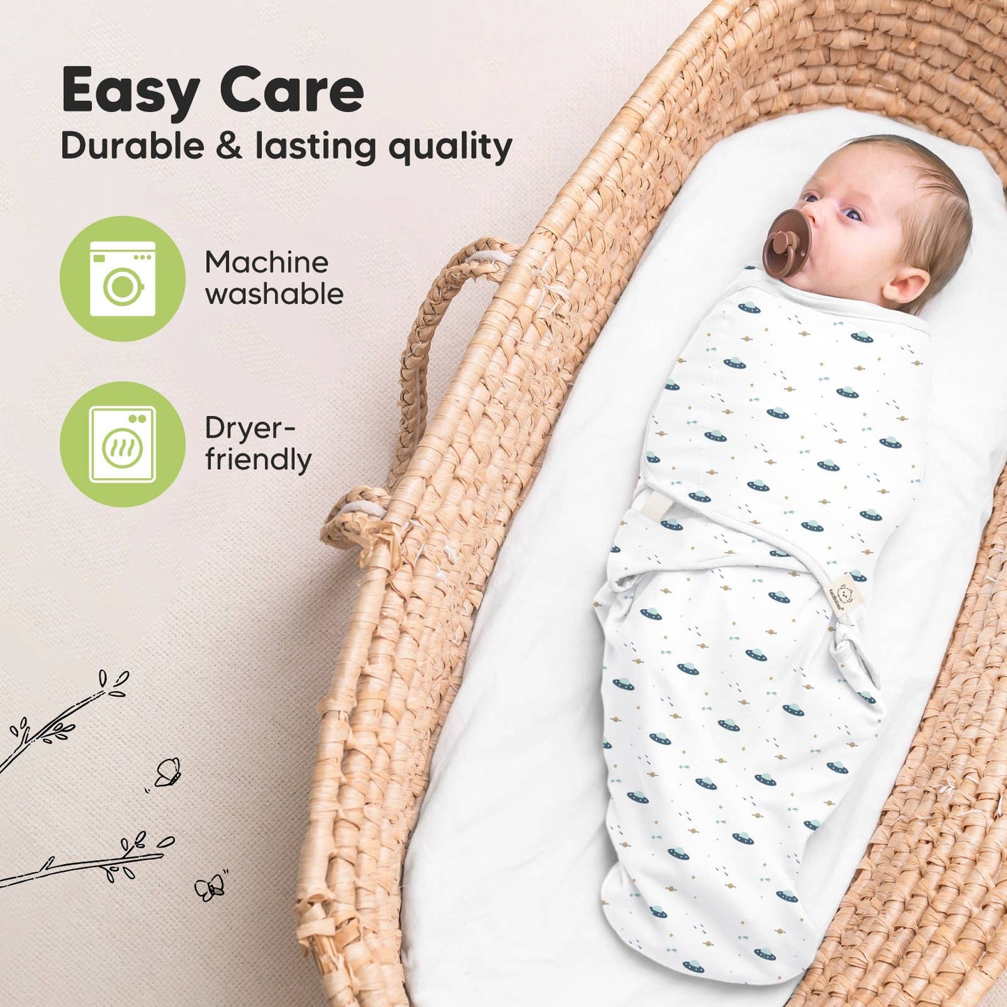 3pk Soothe Baby Swaddles 0-3 Months, Sleep Sack for Newborns: Galaxy / OS 0-3M