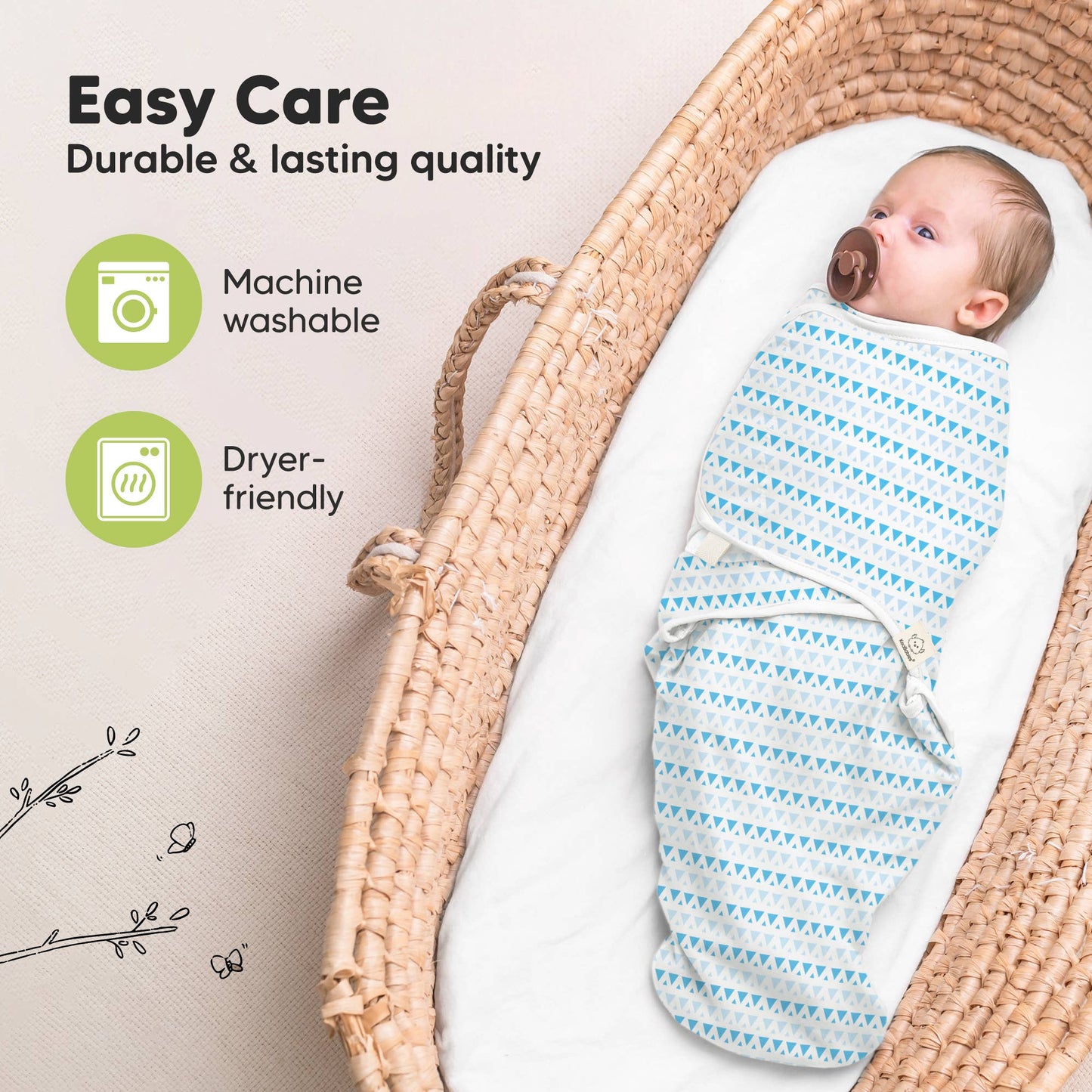 3pk Soothe Baby Swaddles 0-3 Months, Sleep Sack for Newborns: Storm / OS 0-3M