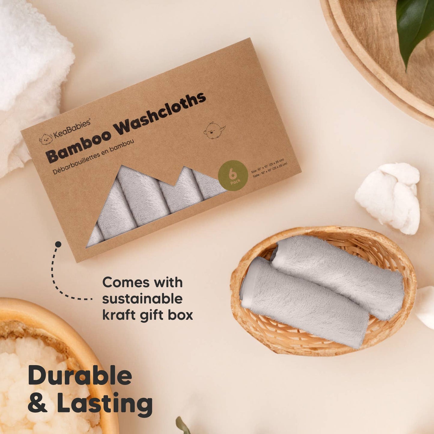 6-Pack Baby Wash Cloths: Heather