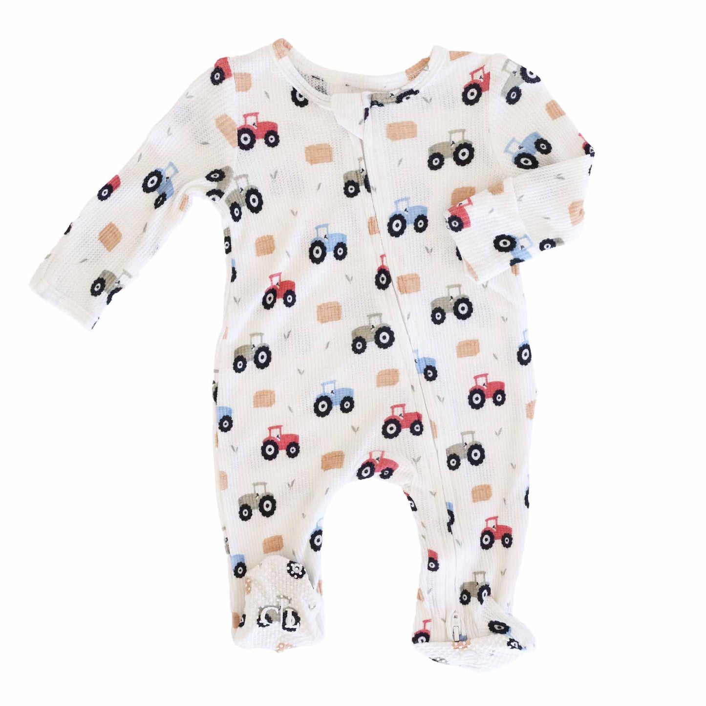 Little Farmer Bamboo Waffle Zipper Footie: Newborn