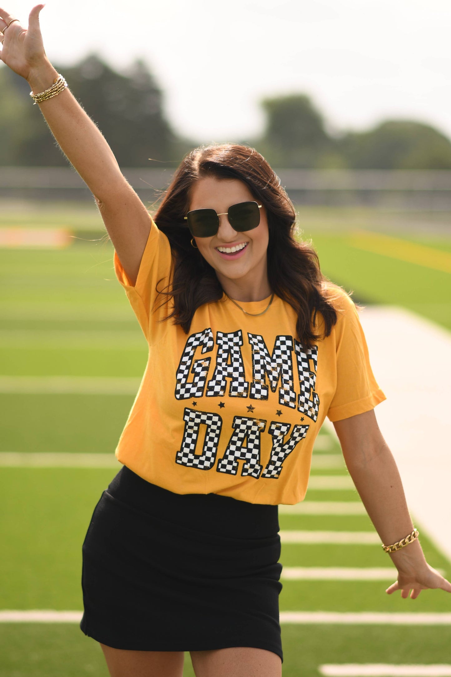 Gold Checkered Game Day Tee