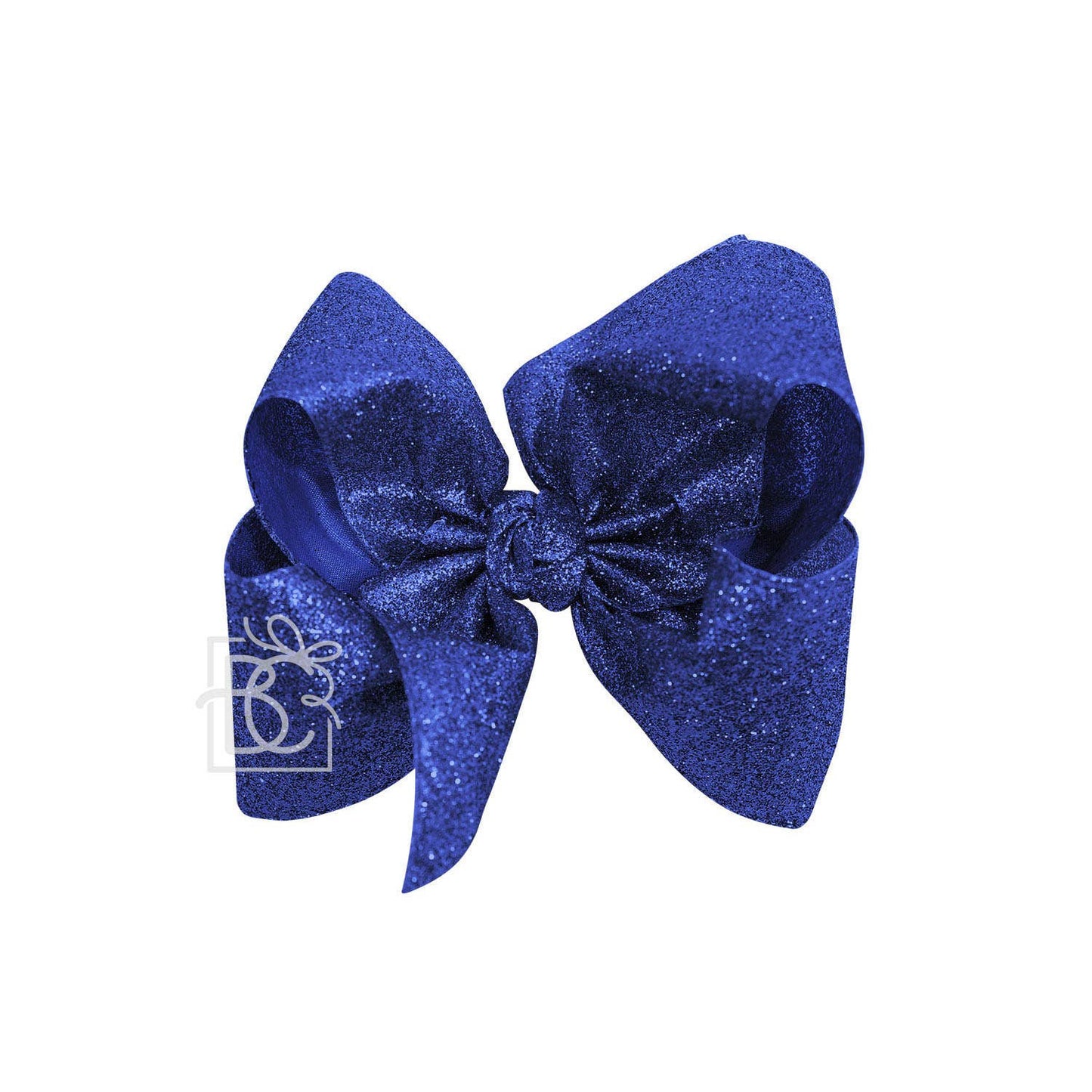 GLITTER METALLIC BOW ON CLIP: 5.5" Huge - 2.5" Ribbon on Alligator Clip / ROYAL BLUE