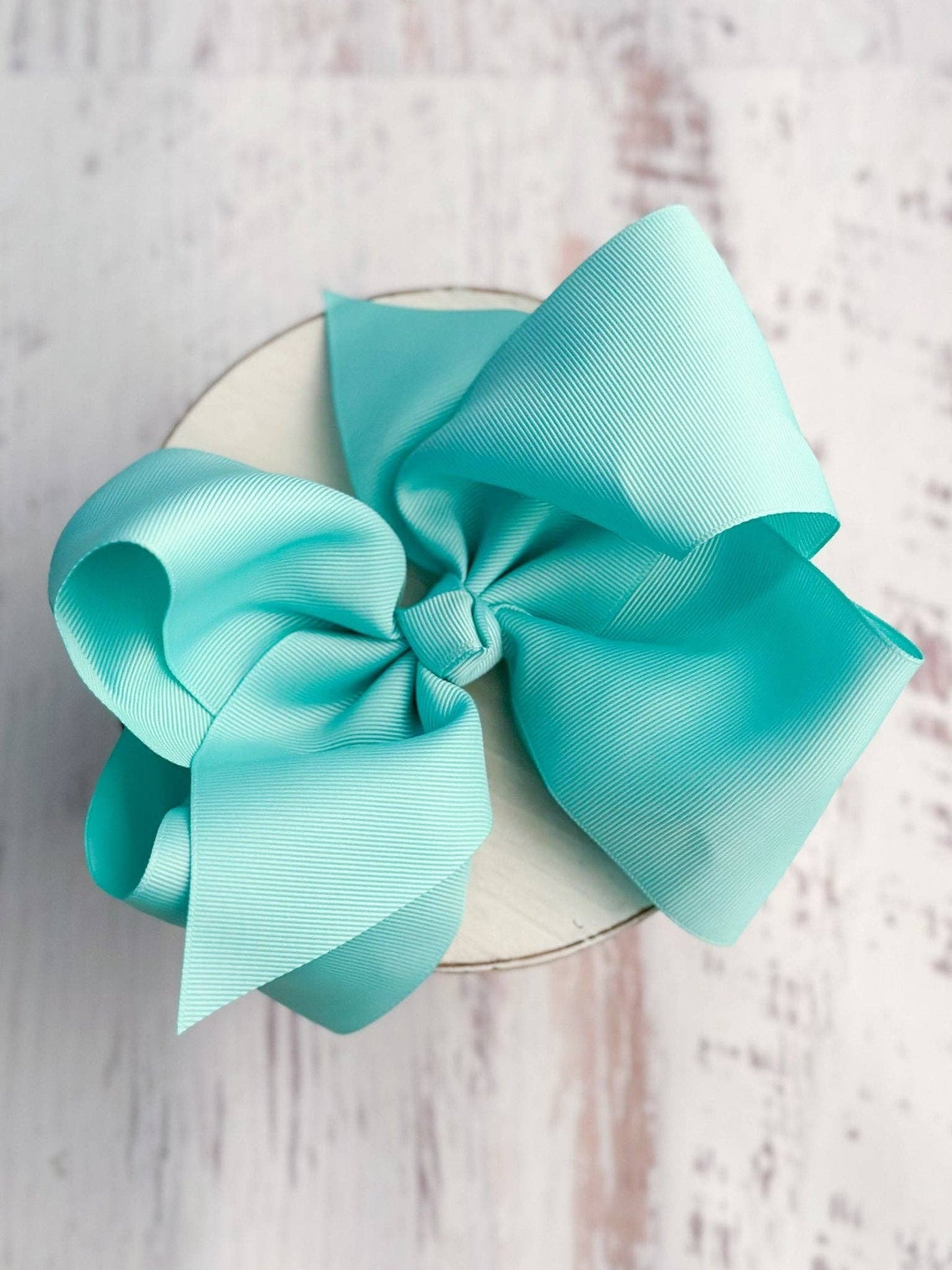 6.5" Texas Size Grosgrain Hair Bow | Alligator or French Clip: Alligator Clip / Smoke Blue