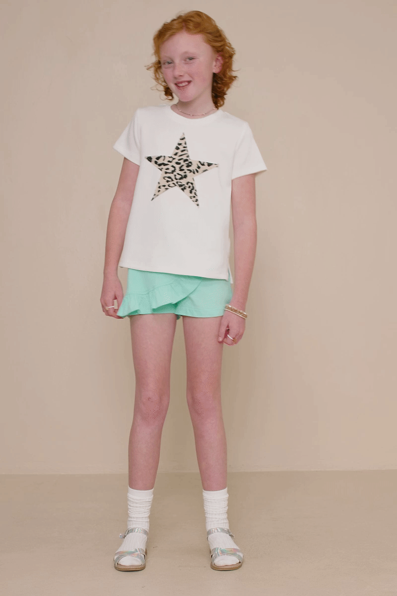 Girls Animal Print Star T Shirt