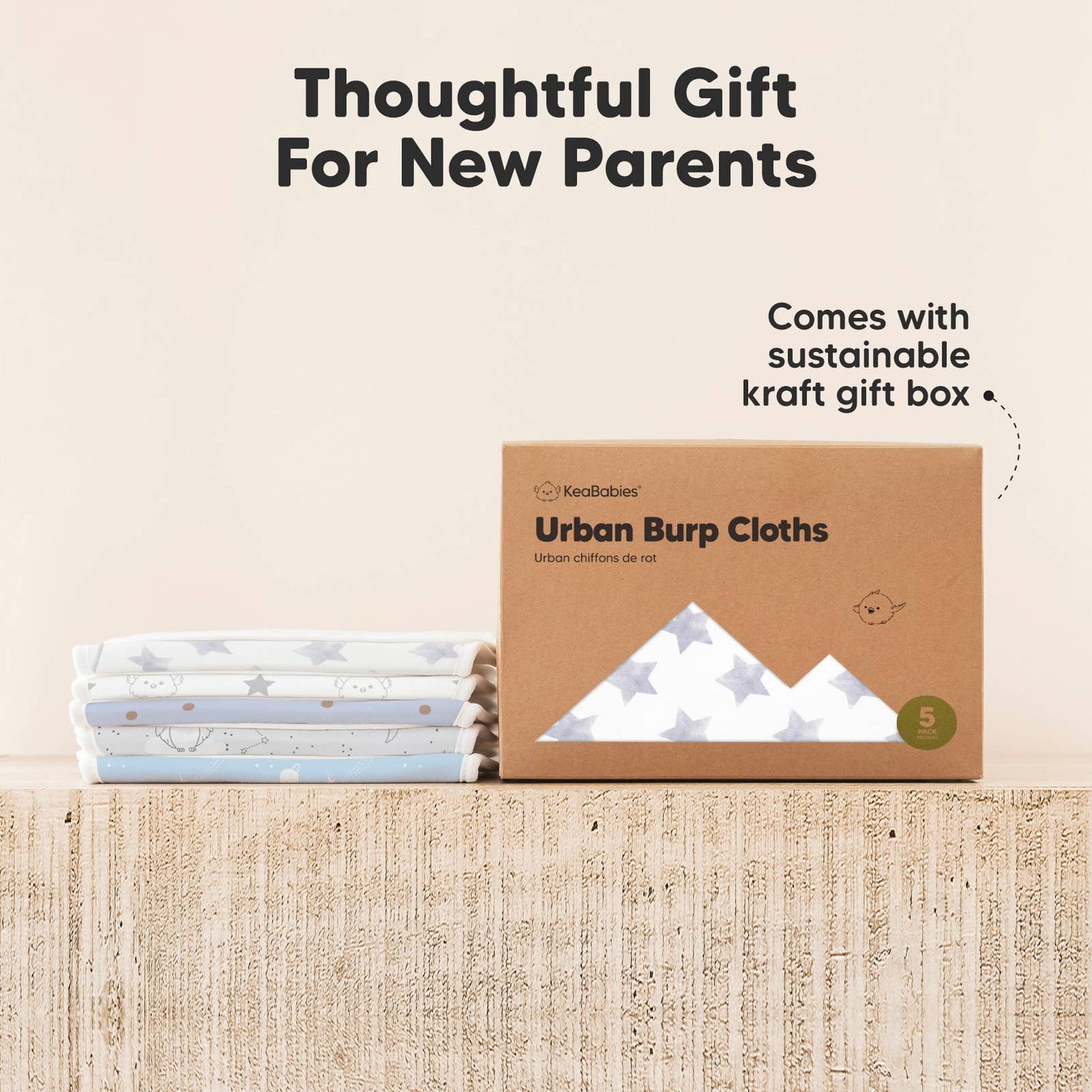 KeaBabies 5-Pack Urban Burp Cloths: Constellation