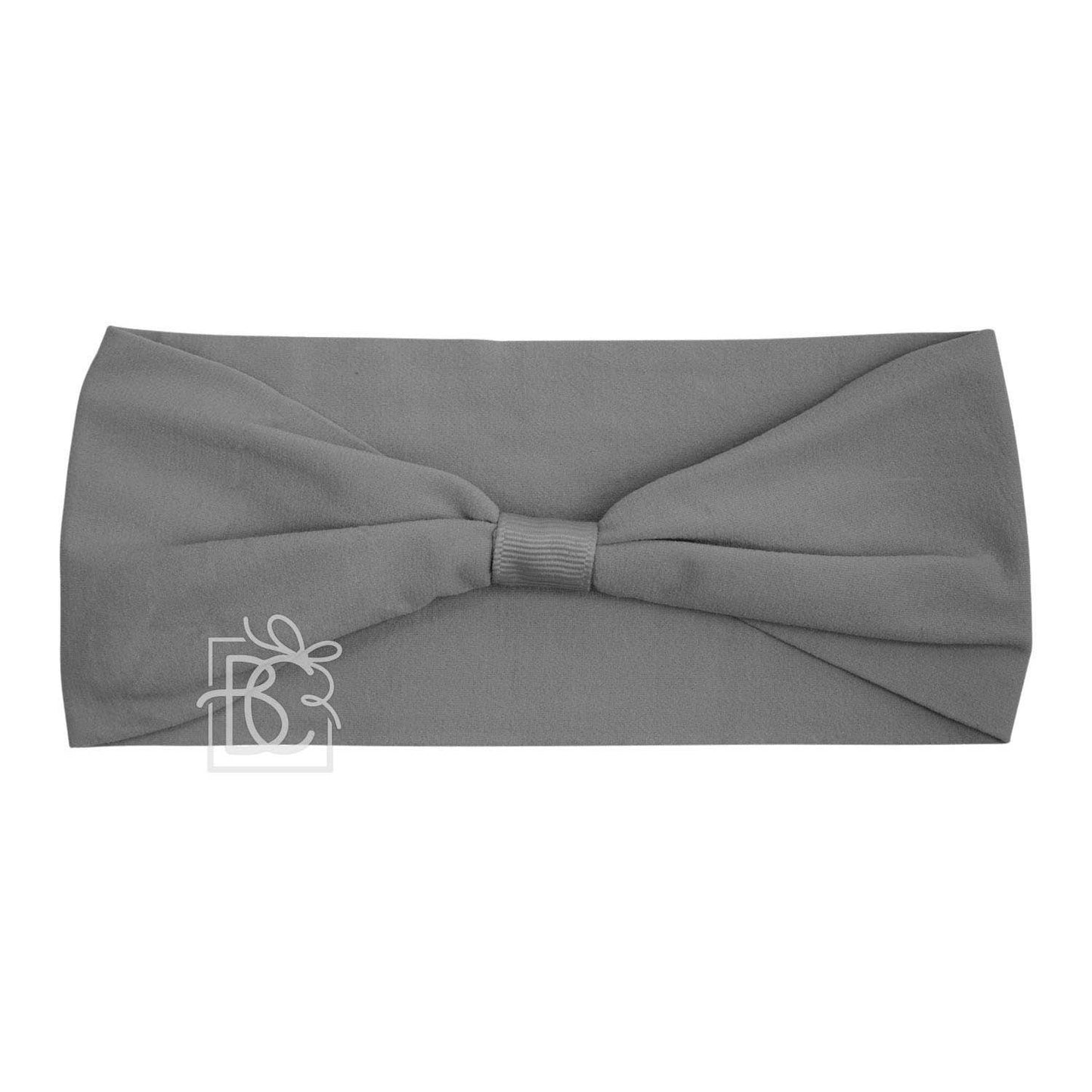 WIDE PANTYHOSE ADD-A-BOW HEADBAND: GREY / 3+ Months