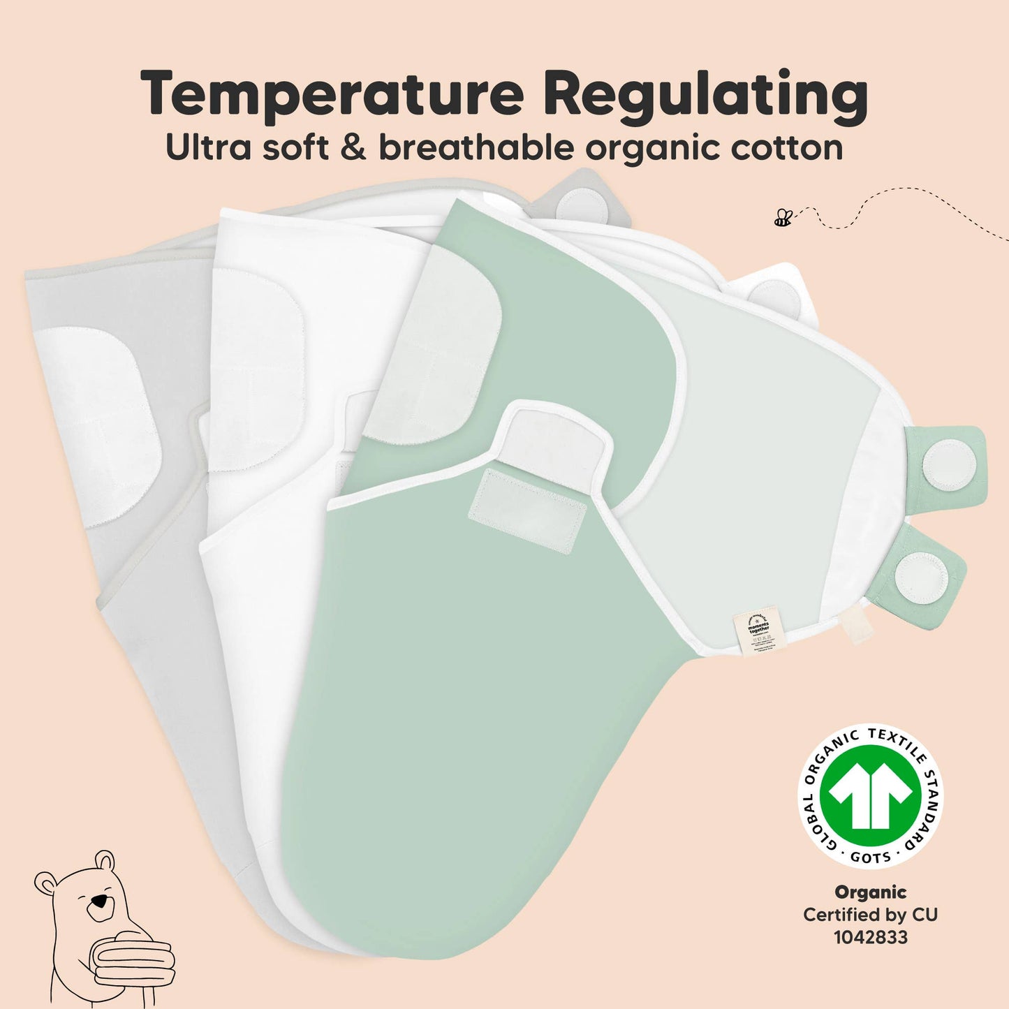 3pk Soothe Baby Swaddles 0-3 Months, Sleep Sack for Newborns: Sage / OS 0-3M
