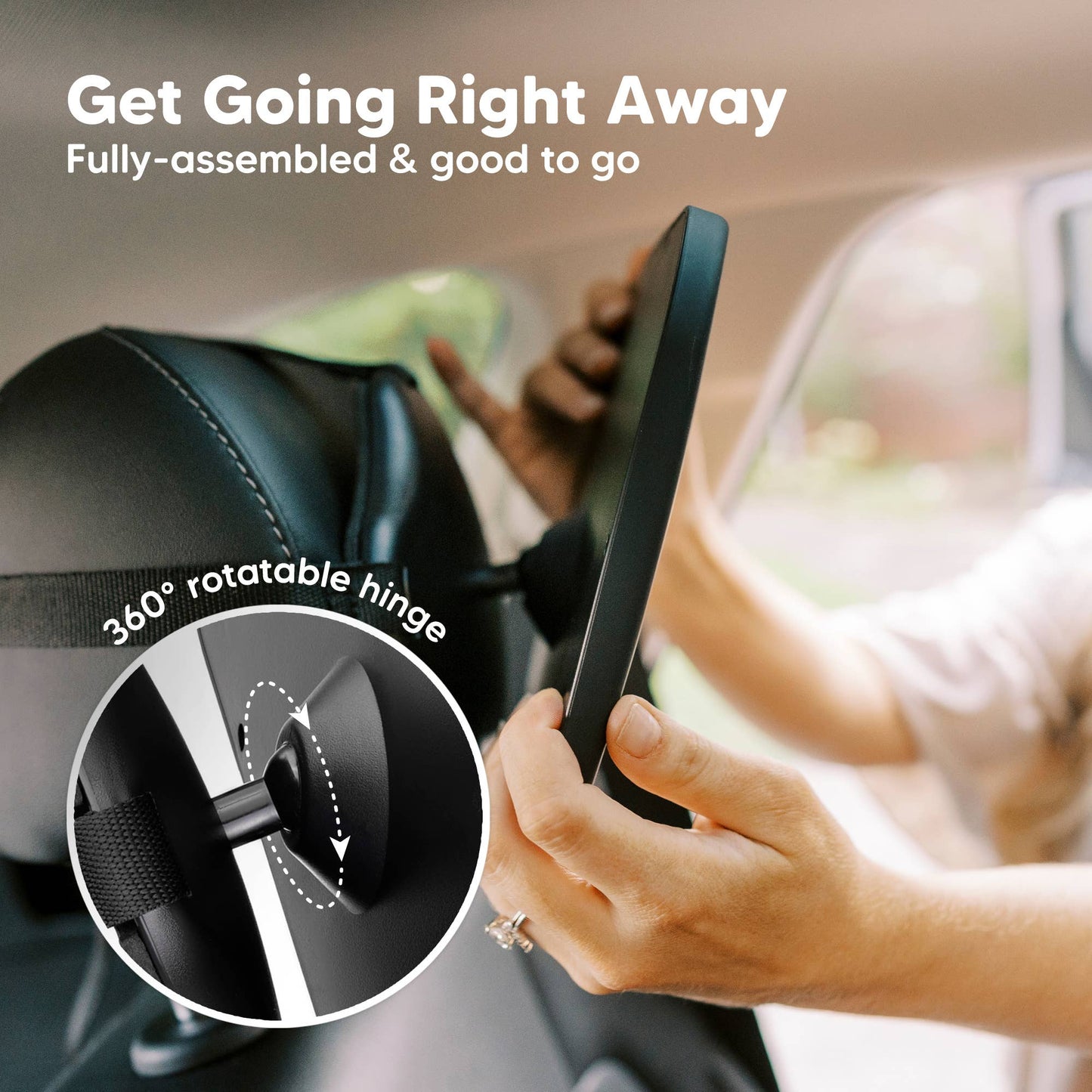 KeaBabies Baby Car Seat Mirror (Large, Sleek Black)