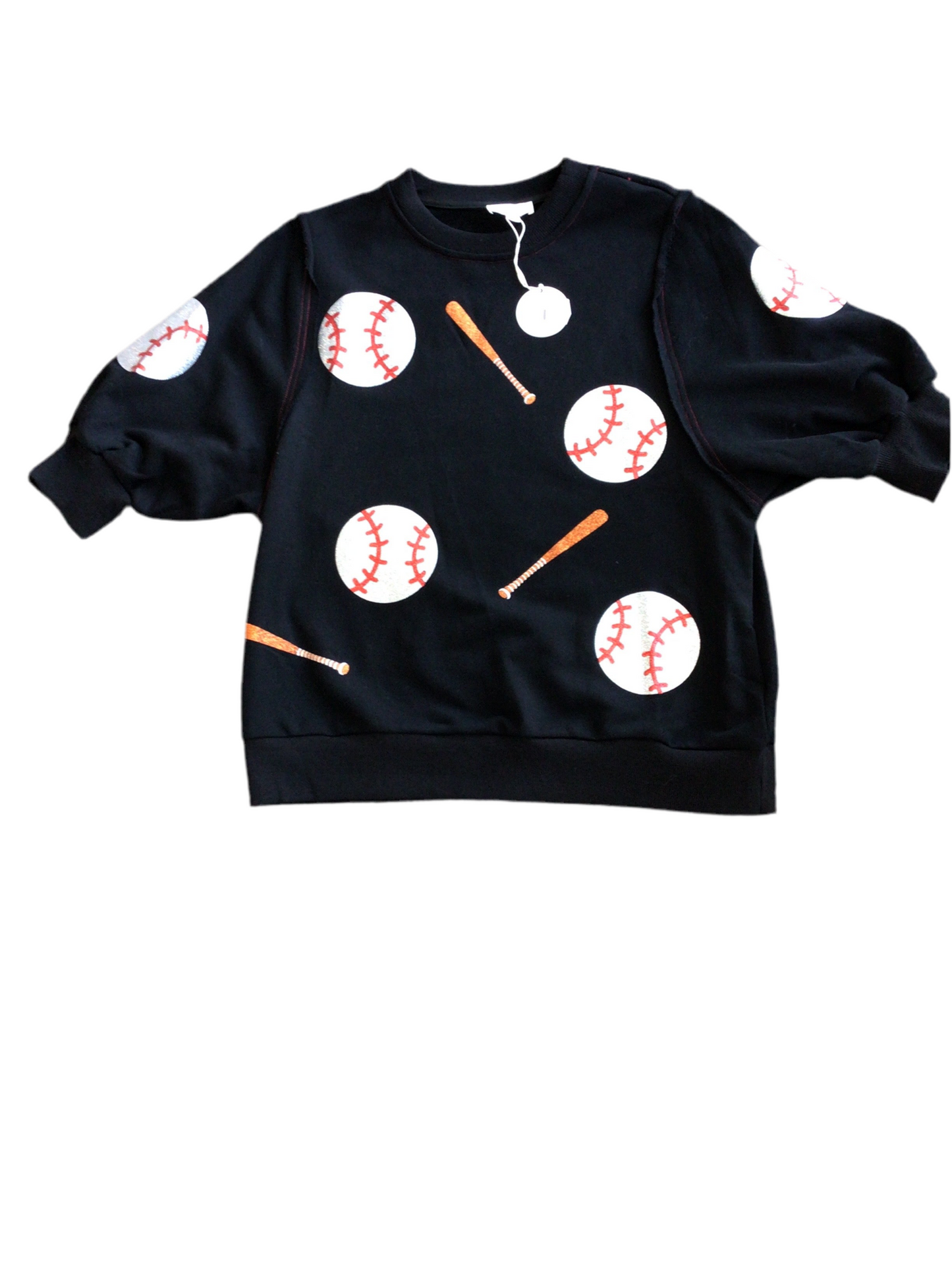 Mom Black Glitter Baseball/Bat Sweatshirt